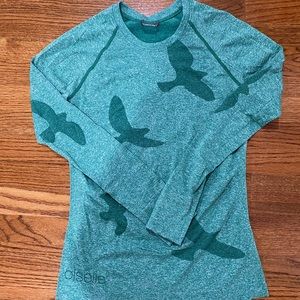 Oiselle Women’s Medium Flyte Long Sleeve Shirt Top Birds